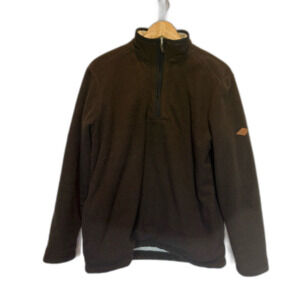 Orvis Men's 1/4 Zip Pullover Sweater Small Sherpa Pockets Brown